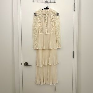 Self-portrait Ivory Chiffon Midi Dress